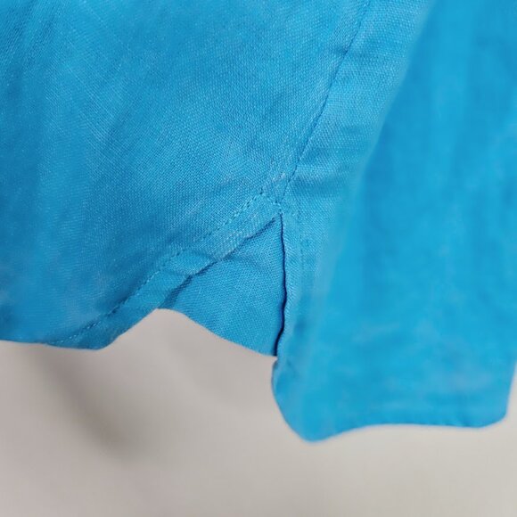 J. JILL LOVE LINEN Button Up Down Shirt Top BLUE size XL Long Sleeve Preppy 100% - Picture 8 of 8